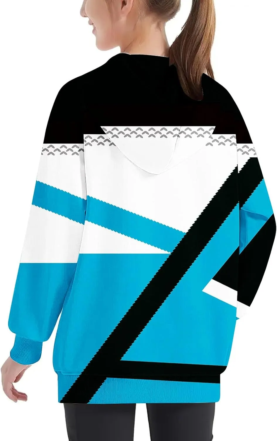 Girls Geometric Abstract Long Sleeve Sweatshirt Casual Lightweight Everyday Hoodie Teens