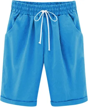 Girls Linen Matching Shorts Knee Length Outfits Beach Vacation Bermuda Shorts Summer Athlete Pants 3-13 Years