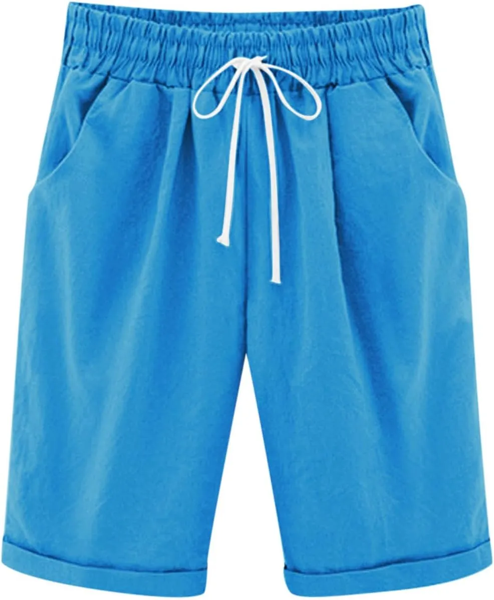 Girls Linen Matching Shorts Knee Length Outfits Beach Vacation Bermuda Shorts Summer Athlete Pants 3-13 Years