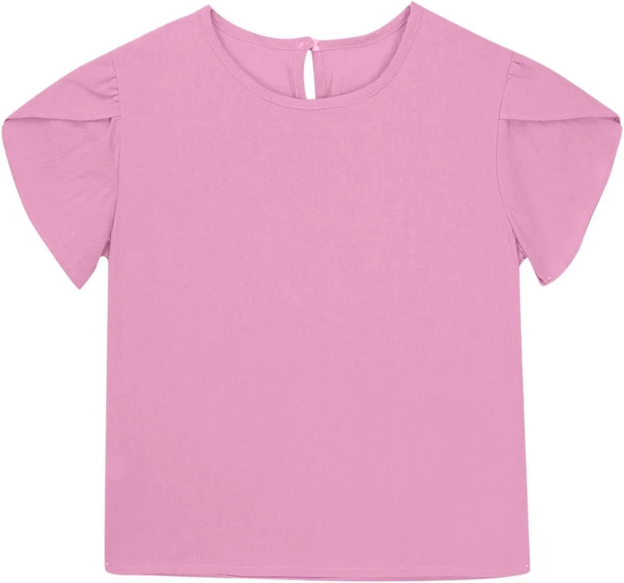 Girls Linen Shirts Casual Short Sleeve Crewneck Tops Cute Plain Backless Tees Loose Lightweight Flowy Summer Blouse