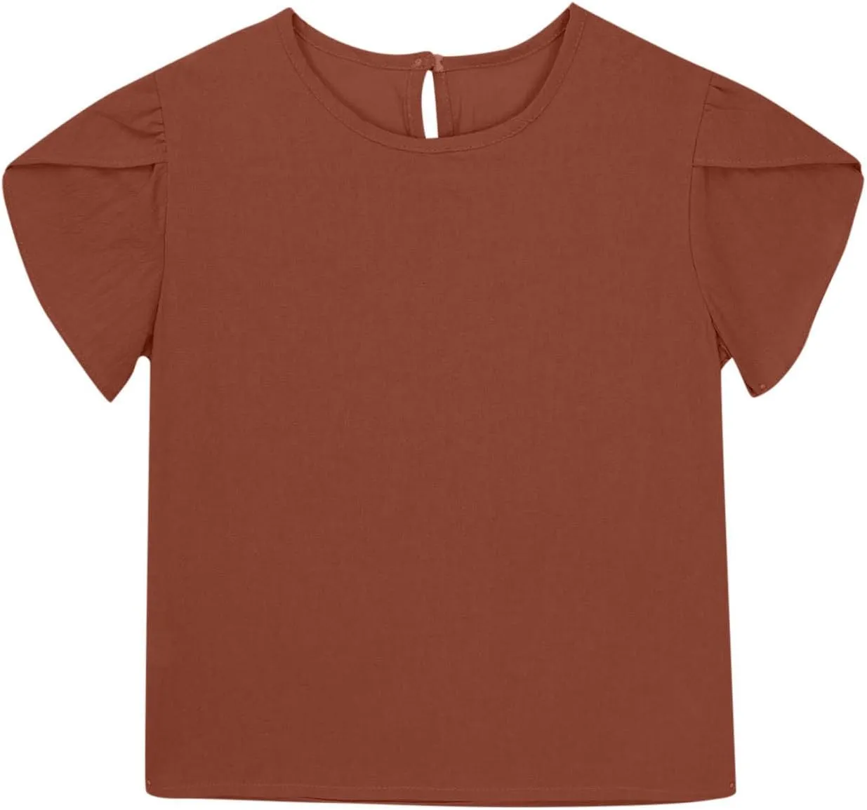 Girls Linen Shirts Casual Short Sleeve Crewneck Tops Cute Plain Backless Tees Loose Lightweight Flowy Summer Blouse