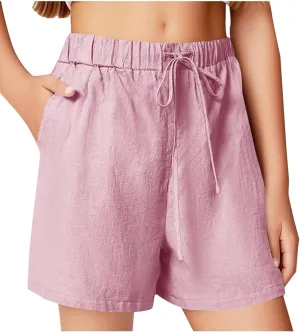 Girl's Summer Shorts Kids Casual Wide Leg Cotton Linen Shorts Girls Drawstring Beach Vacation Outfits for 3-13 Years