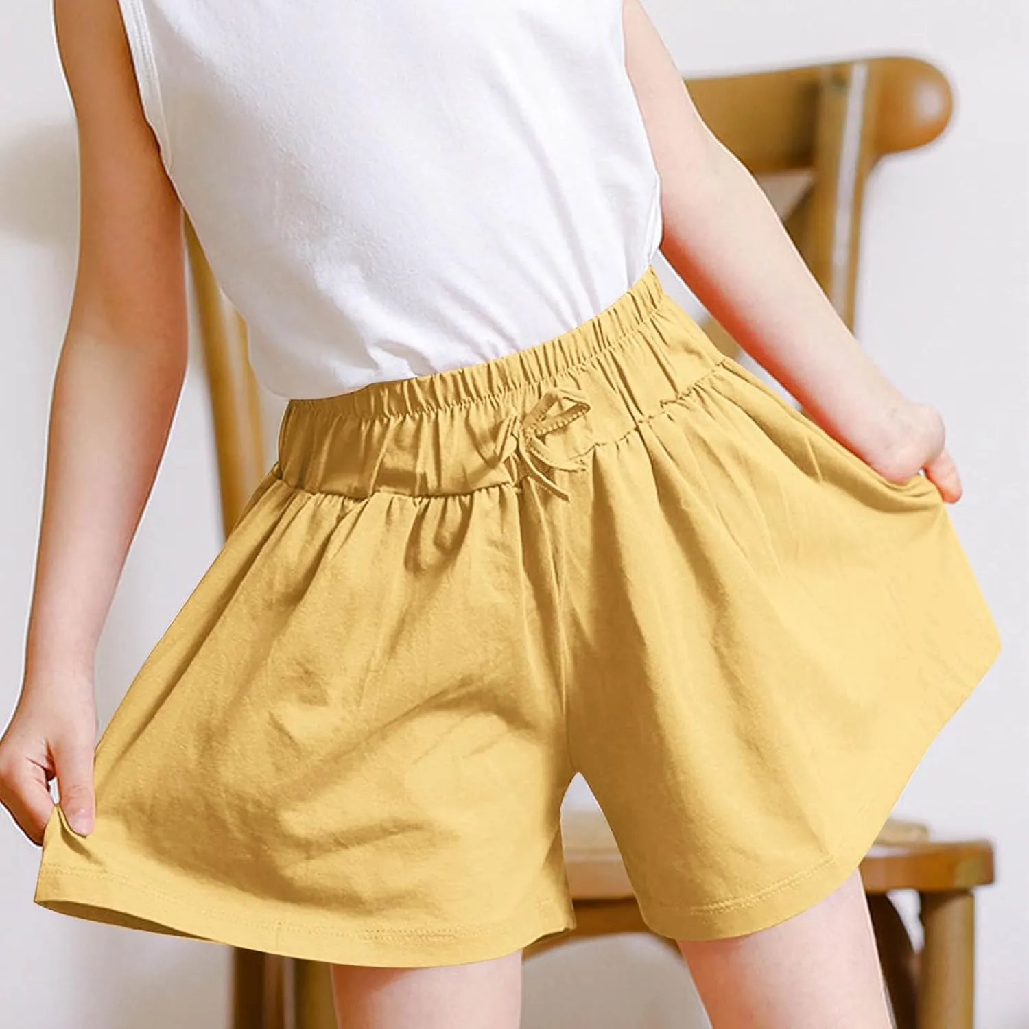 Girls Wide Leg Shorts Cute Pleated Flowy Shorts Kids Cotton Soft Summer Casual Short Kids Trendy Clothes 3-14 Years