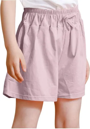 Girls Wide Leg Shorts Cute Pleated Flowy Shorts Kids Cotton Soft Summer Casual Short Kids Trendy Clothes 3-14 Years