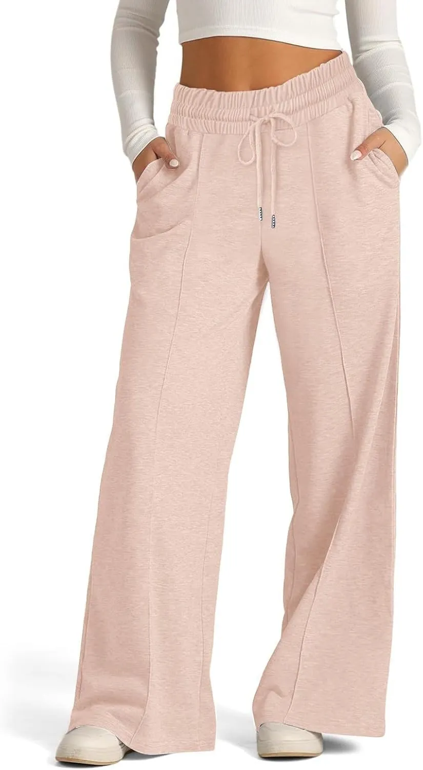 Girls Wide Leg Sweatpants Drawstring Baggy Oversized Straight Leg Track Pants Casual Sports Trousers with Pockets