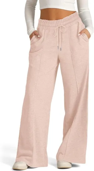 Girls Wide Leg Sweatpants Drawstring Baggy Oversized Straight Leg Track Pants Casual Sports Trousers with Pockets