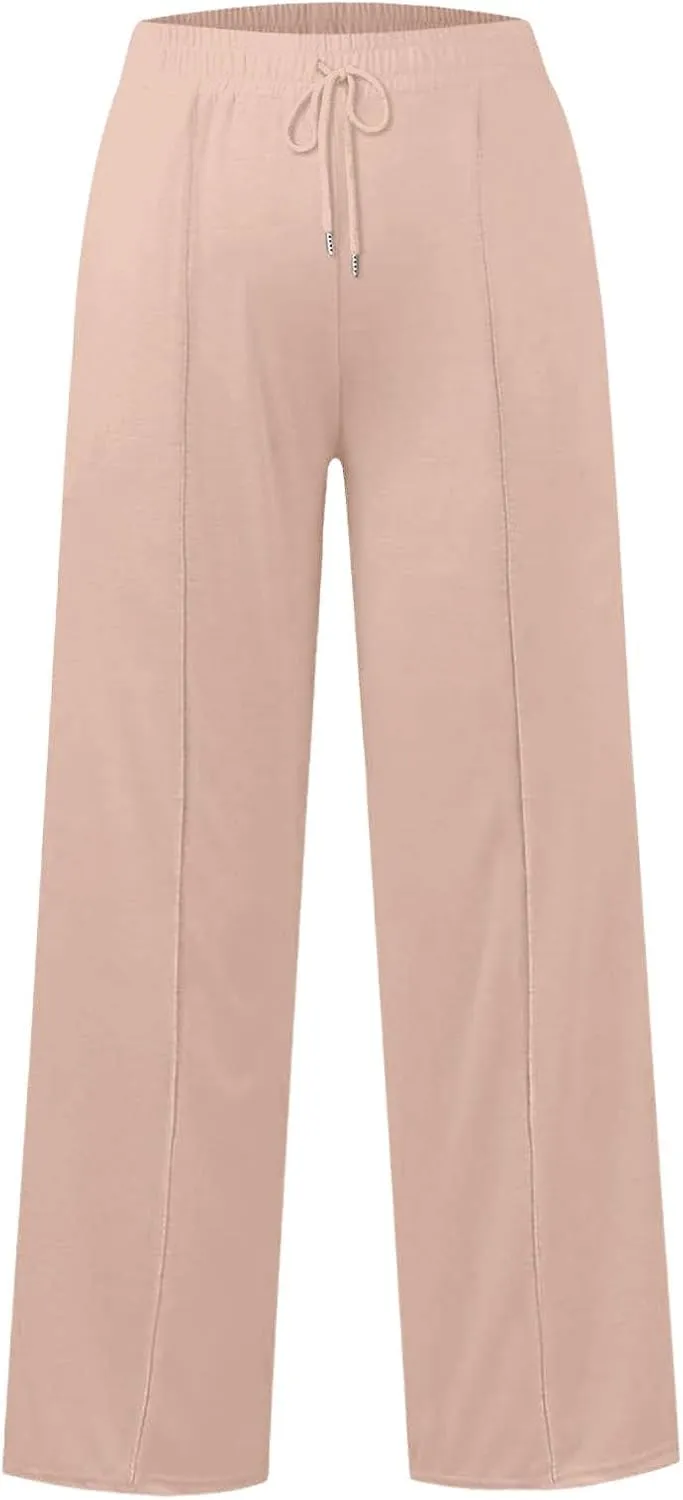 Girls Wide Leg Sweatpants Drawstring Baggy Oversized Straight Leg Track Pants Casual Sports Trousers with Pockets