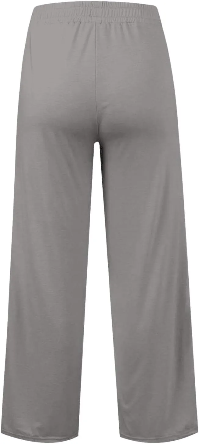 Girls Wide Leg Sweatpants Drawstring Baggy Oversized Straight Leg Track Pants Casual Sports Trousers with Pockets