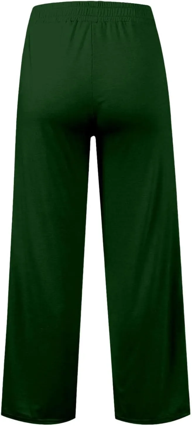 Girls Wide Leg Sweatpants Elastic High Waist Casual Trousers Kids 2025 Trendy Drawstring Solid Baggy Jogger Pants