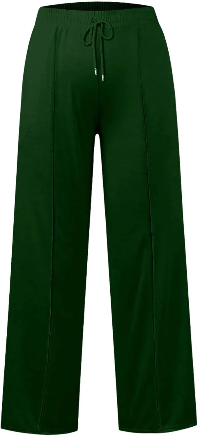 Girls Wide Leg Sweatpants Elastic High Waist Casual Trousers Kids 2025 Trendy Drawstring Solid Baggy Jogger Pants