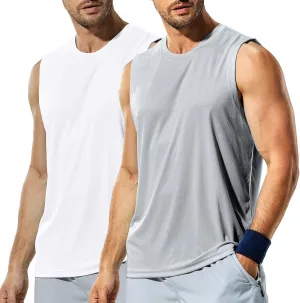 Haimont Men's Workout Tank Top Dry Fit UPF 50 Sleeveless Muscle Tee Shirts for Swim, Running, Hiking, Beach