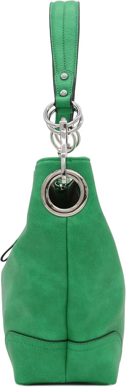 Hobo Shoulder Bag with Big Snap Hook Hardware