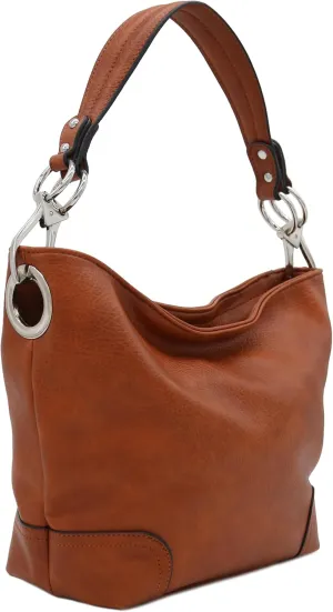 Hobo Shoulder Bag with Big Snap Hook Hardware