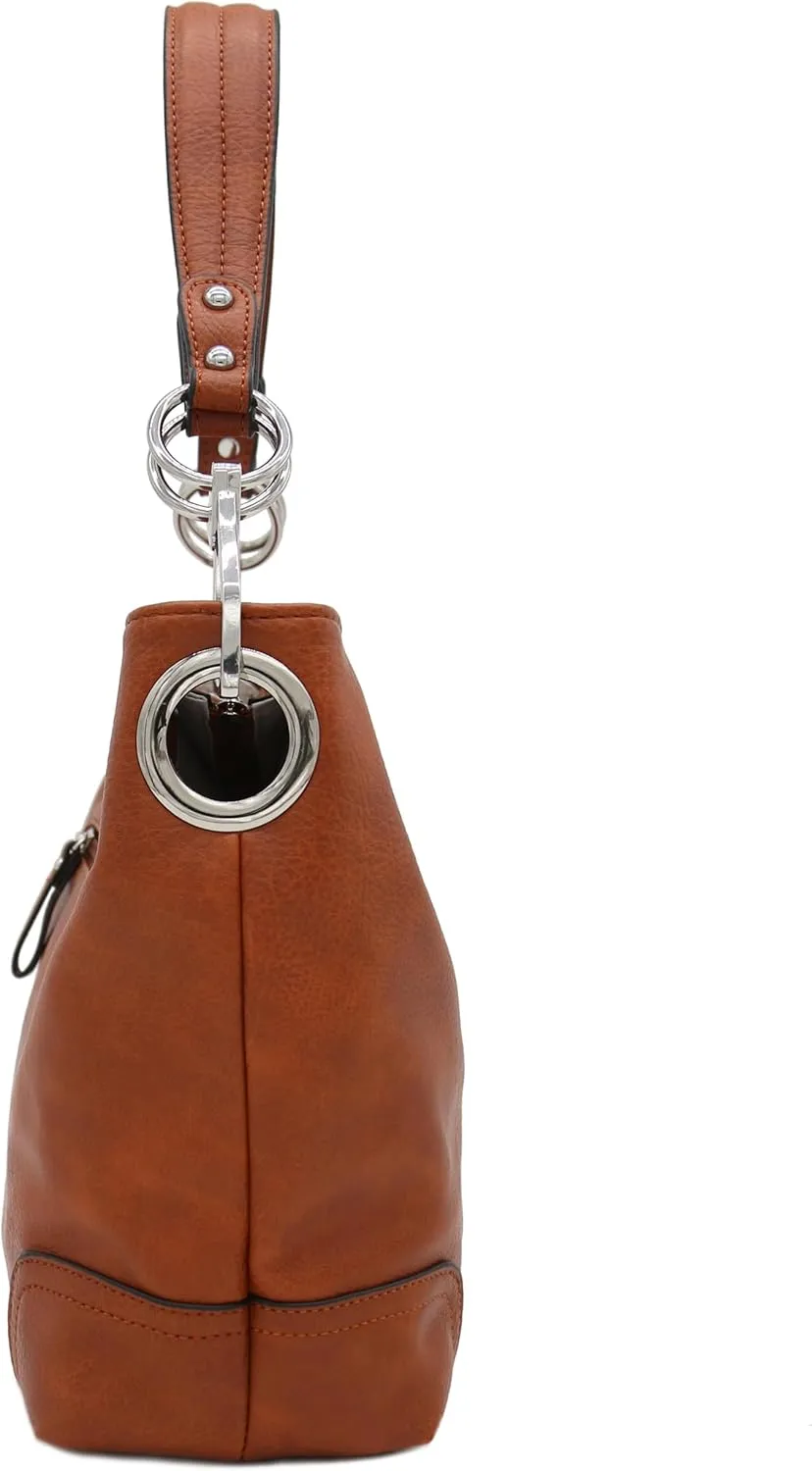 Hobo Shoulder Bag with Big Snap Hook Hardware