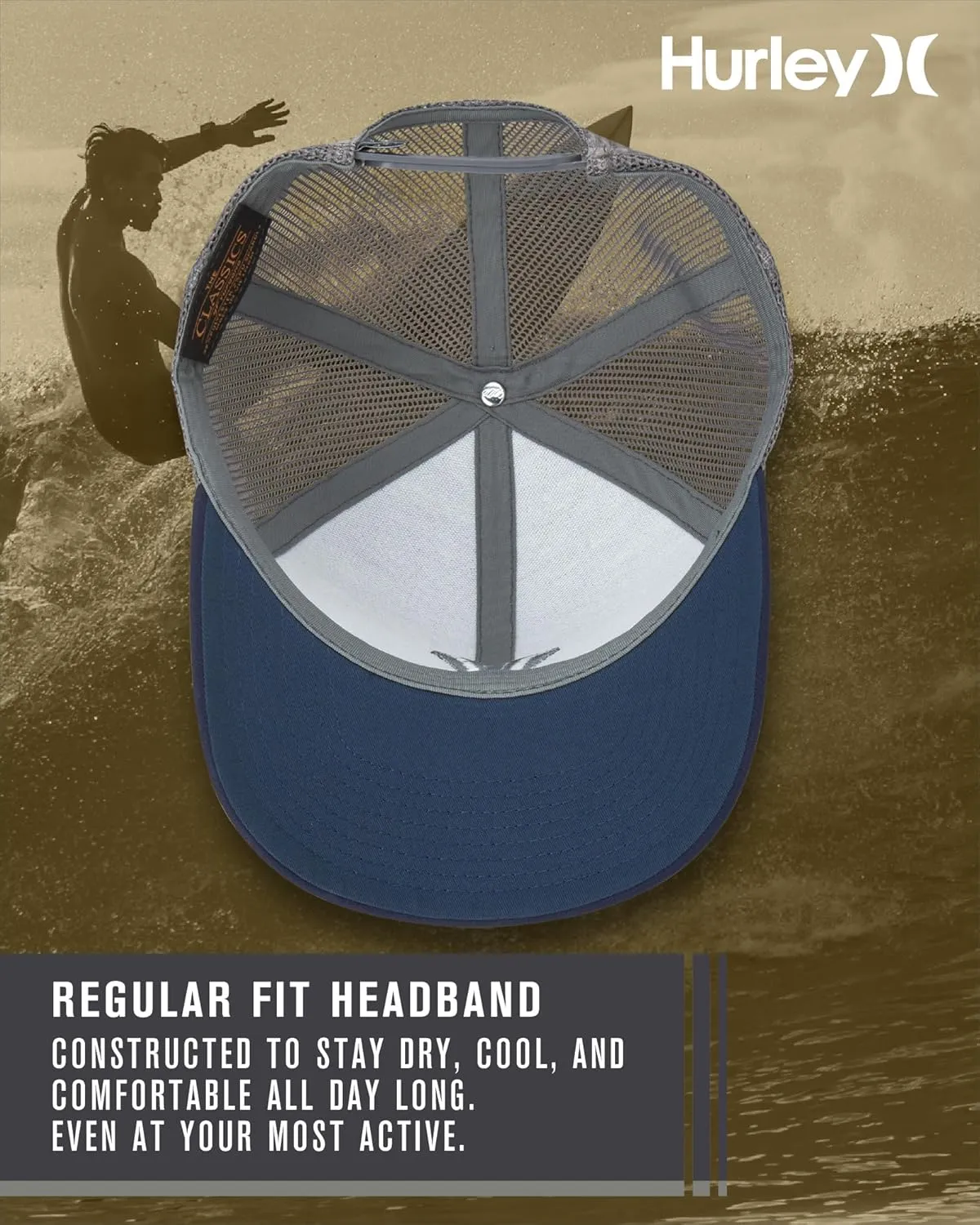 Hurley Men's Caps - Del Mar Mesh Panel Baseball Cap Trucker Hat - Snap Back Hats for Men