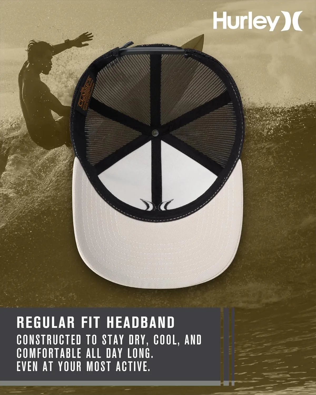 Hurley Men's Caps - Del Mar Mesh Panel Baseball Cap Trucker Hat - Snap Back Hats for Men