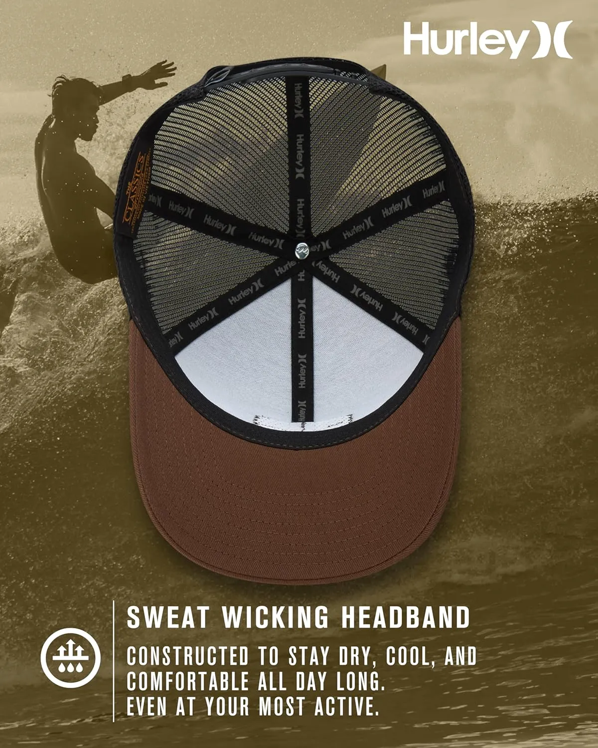 Hurley Men's Caps - Fairway Trucker Mesh Panel Baseball Cap Trucker Hat - Snap Back Hats for Men