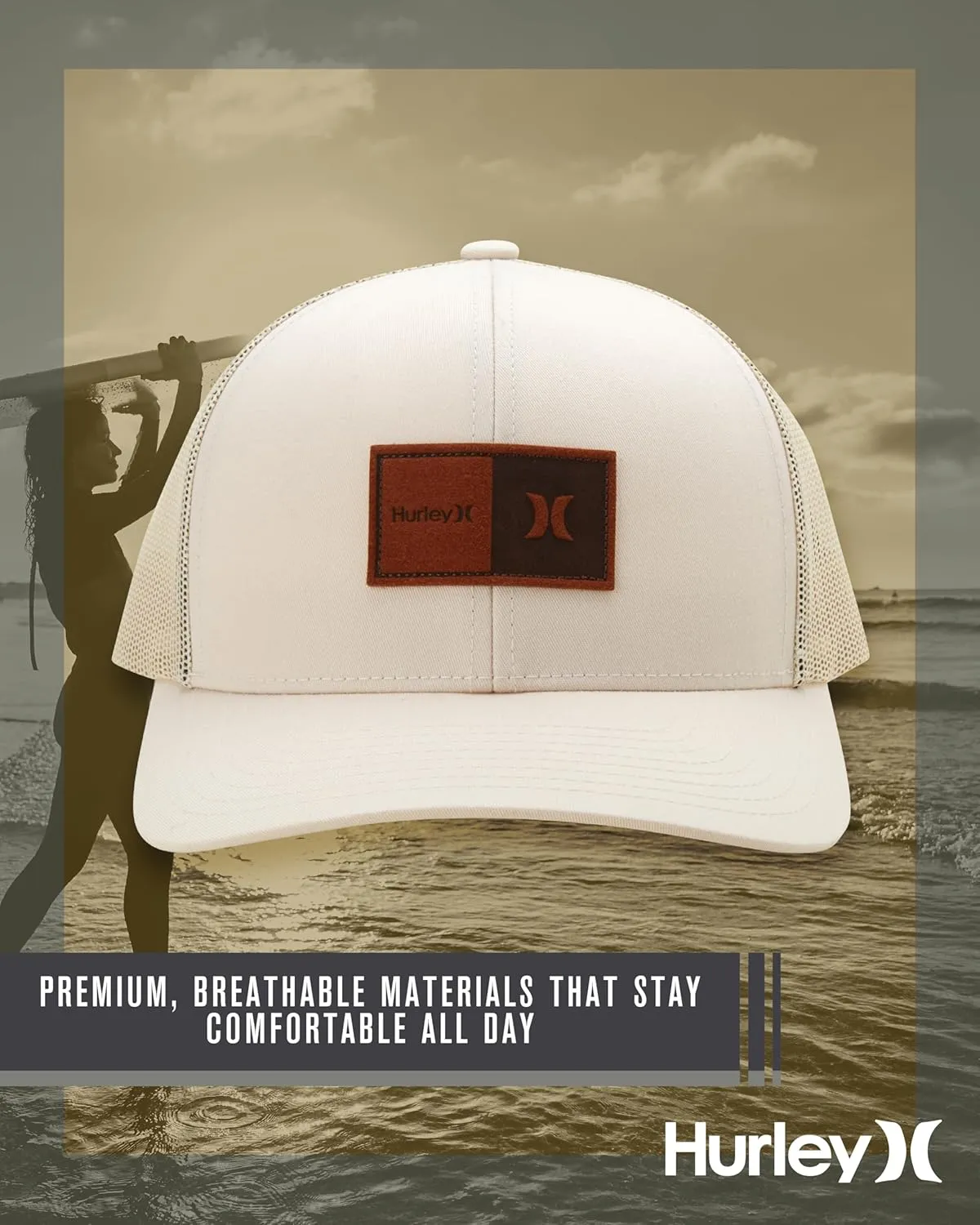 Hurley Men's Caps - Fairway Trucker Mesh Panel Baseball Cap Trucker Hat - Snap Back Hats for Men