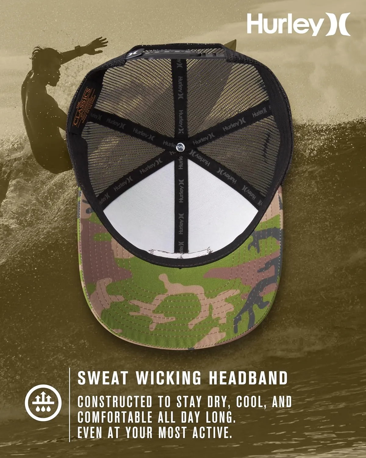 Hurley Men's Caps - Fairway Trucker Mesh Panel Baseball Cap Trucker Hat - Snap Back Hats for Men