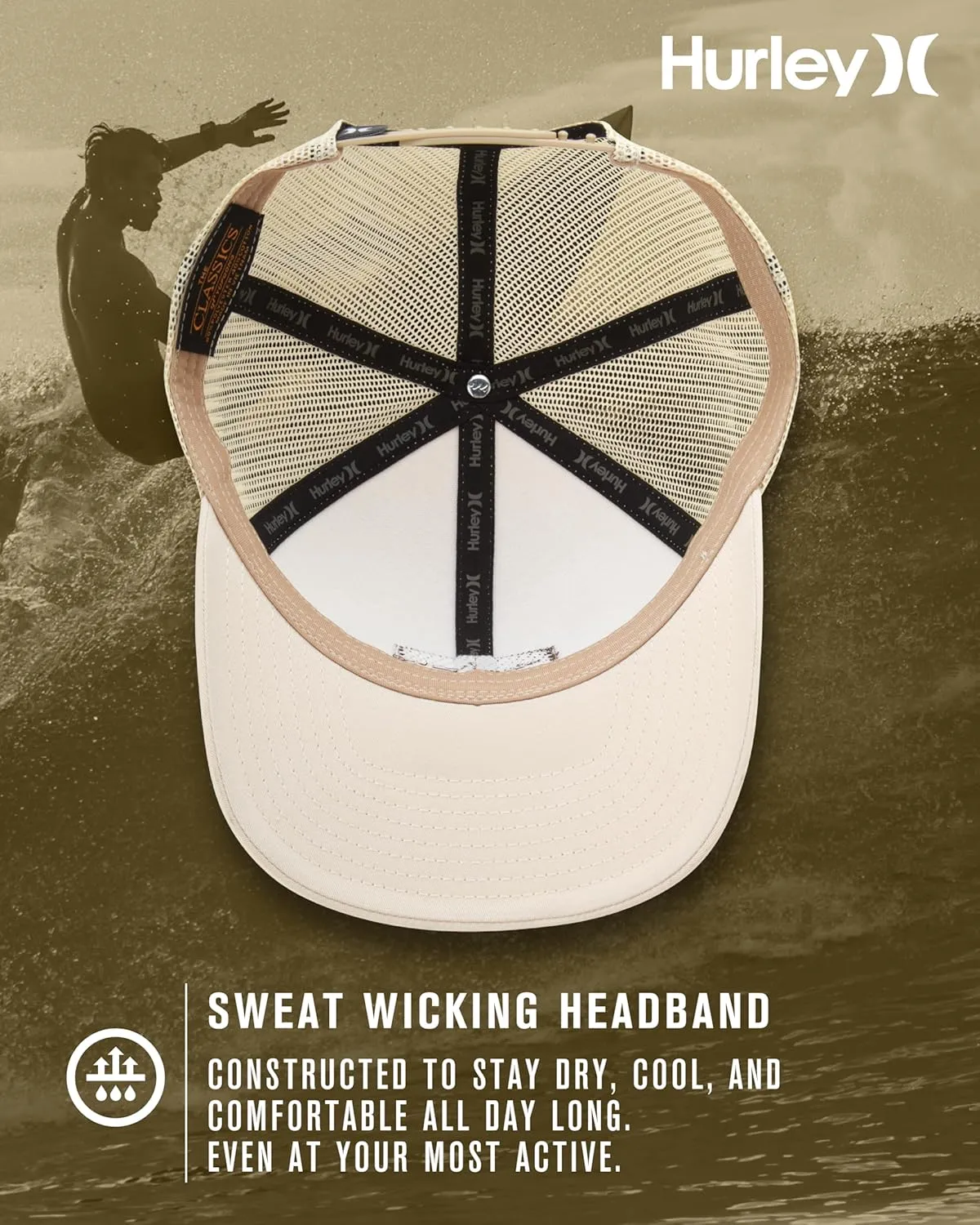 Hurley Men's Caps - Fairway Trucker Mesh Panel Baseball Cap Trucker Hat - Snap Back Hats for Men