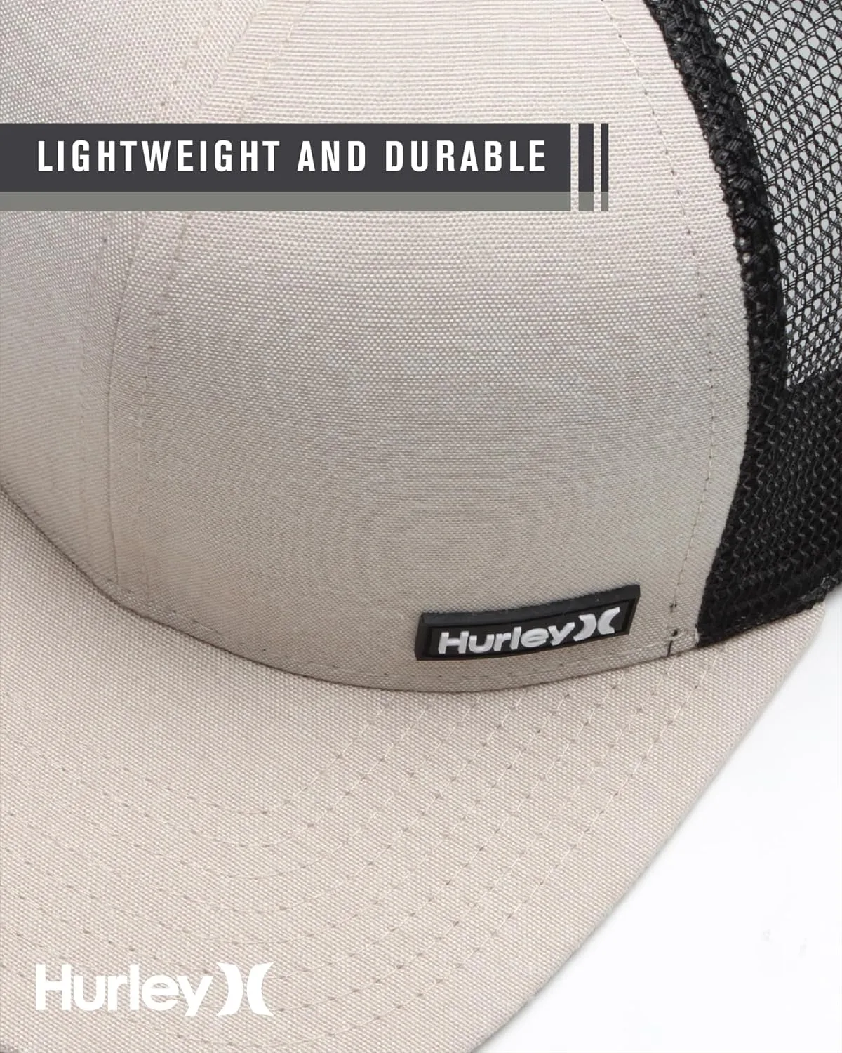 Hurley Men's Caps - Flat Brim Mesh Panel Baseball Cap Trucker Hat - Snap Back Hats for Men