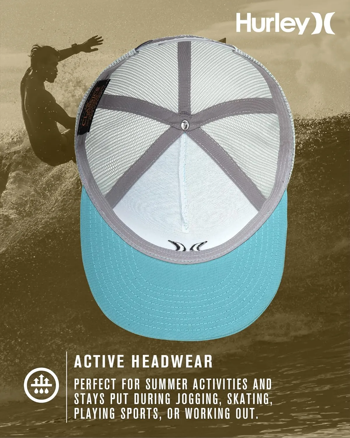 Hurley Men's Caps - Flat Brim Mesh Panel Baseball Cap Trucker Hat - Snap Back Hats for Men