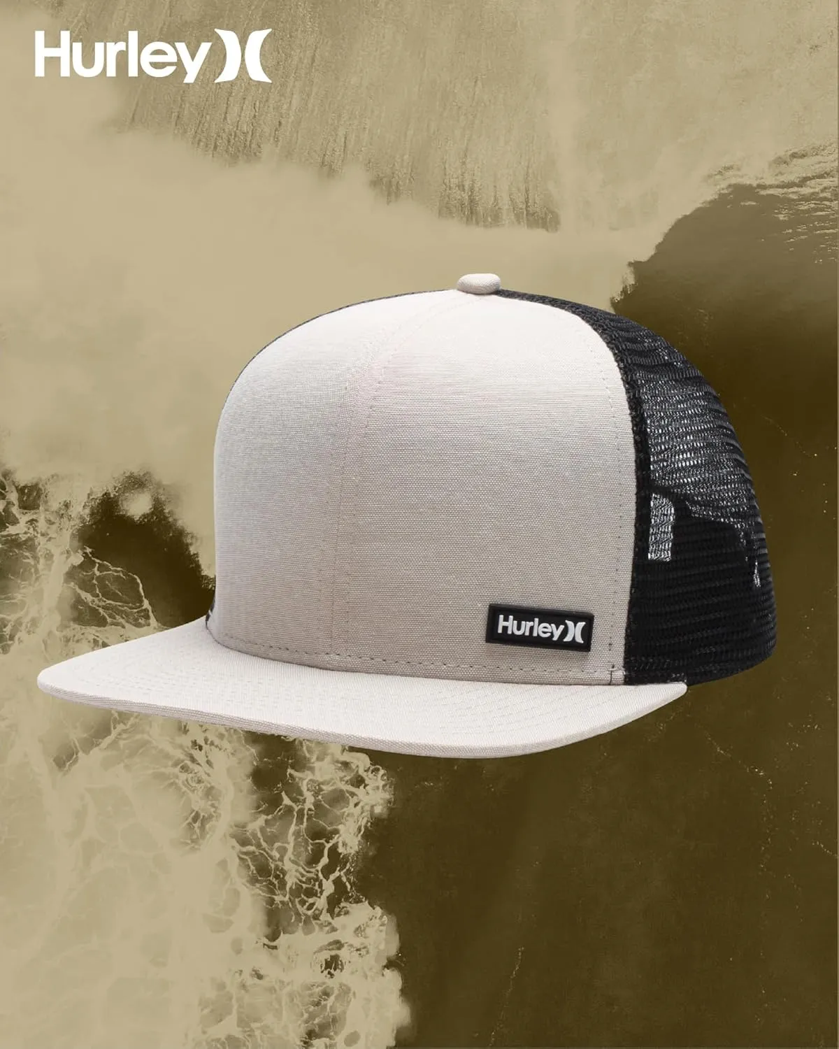 Hurley Men's Caps - Flat Brim Mesh Panel Baseball Cap Trucker Hat - Snap Back Hats for Men