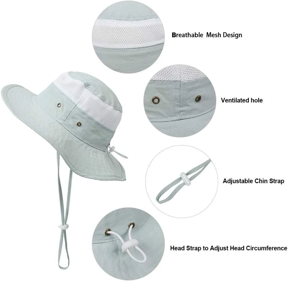Kids Mesh Sun Hat Toddler Baby Summer Wide Brim Beach Hat Sun Protection Hiking Hat Fishing Hat