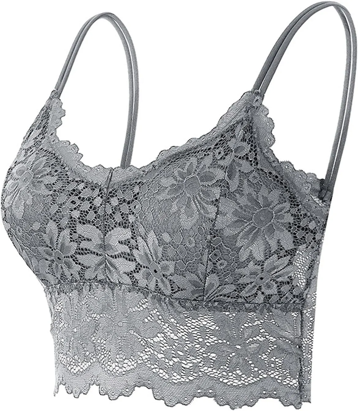 Lace Bralettes for Women,Comfort Wireless Spaghetti Strap Bralettes Padded Lace Bandeau Plus Size Outerwear Crop Top