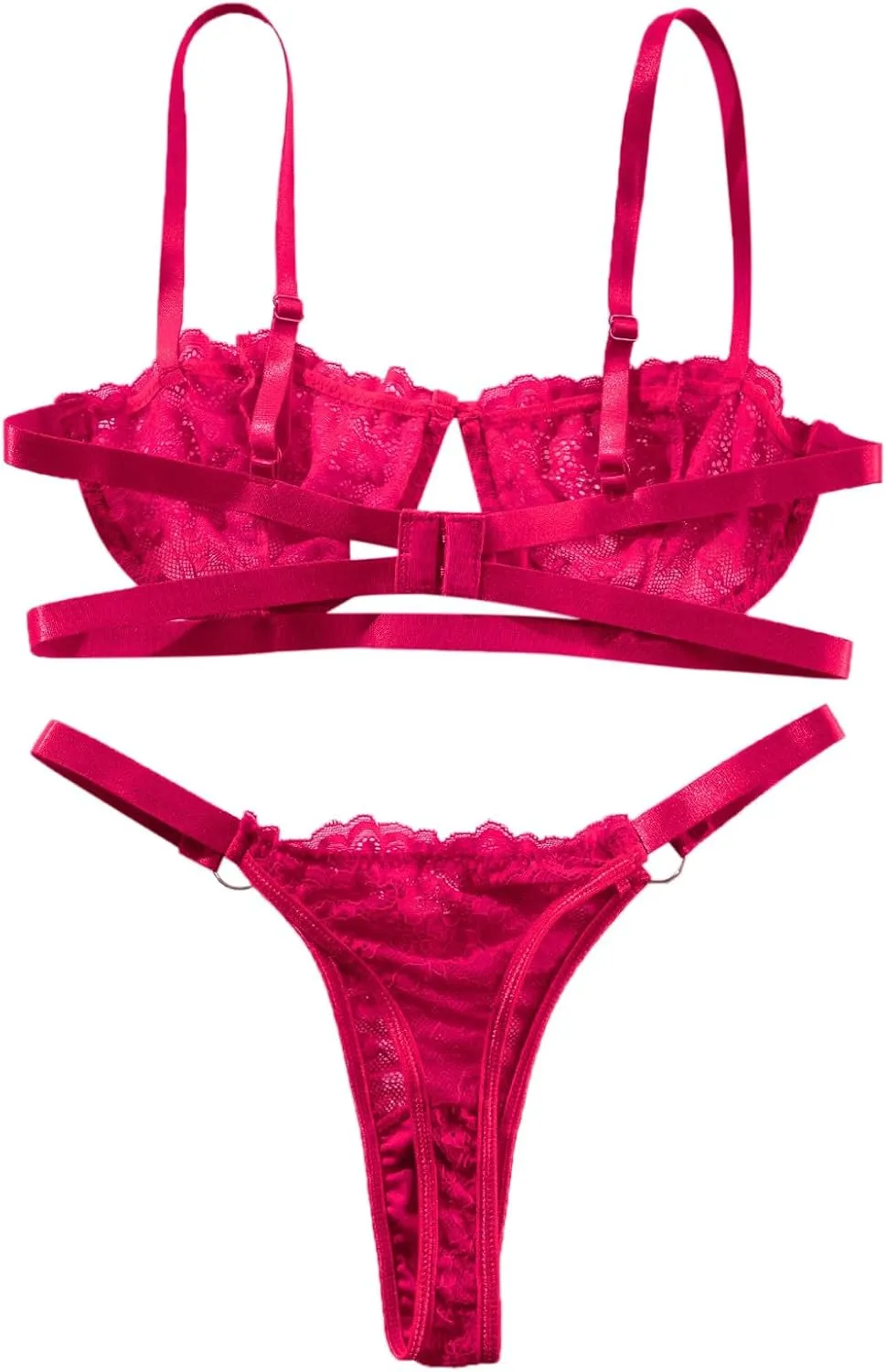 Lace Lingerie Set for Women Embroidery Belt Push Up Lace Bralette 2 Piece Underwear Set Sexy Lingerie for Women