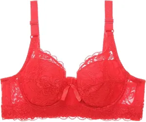Lace Push Up Bras for Women V Neck Sexy T-Shirt Brassiere with Support Uplift Bra No Underwire Add Cup Size