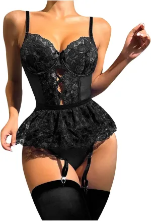 Ladies Lingerie Sexy Sets Womens Lingerie Set Lace Bralette And Panty Set Strappy Lace Sexy Underwear for Women