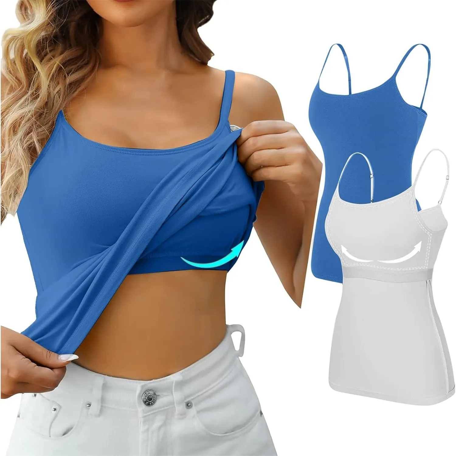 LCMTWX Tank Tops For Women 2024 Bra Pads Bra One Vest Camisole Top Spaghetti Strap Tank Tops White Tank Top Crop Ribbed