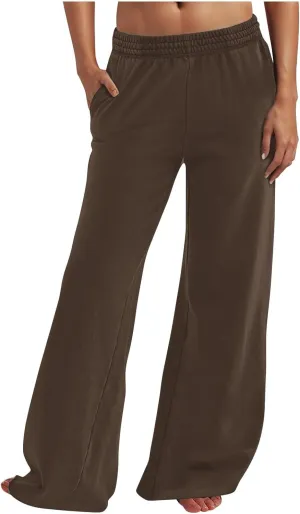 lcziwo Women's Wide Leg Sweatpants with Pockets Baggy Athletic Joggers Elastic Waist Oversized Comfy Casual Trousers
