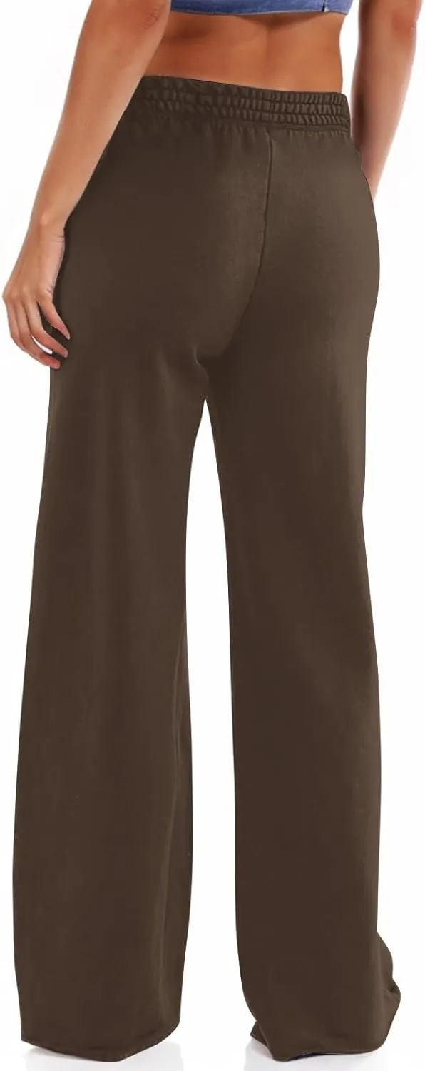 lcziwo Women's Wide Leg Sweatpants with Pockets Baggy Athletic Joggers Elastic Waist Oversized Comfy Casual Trousers