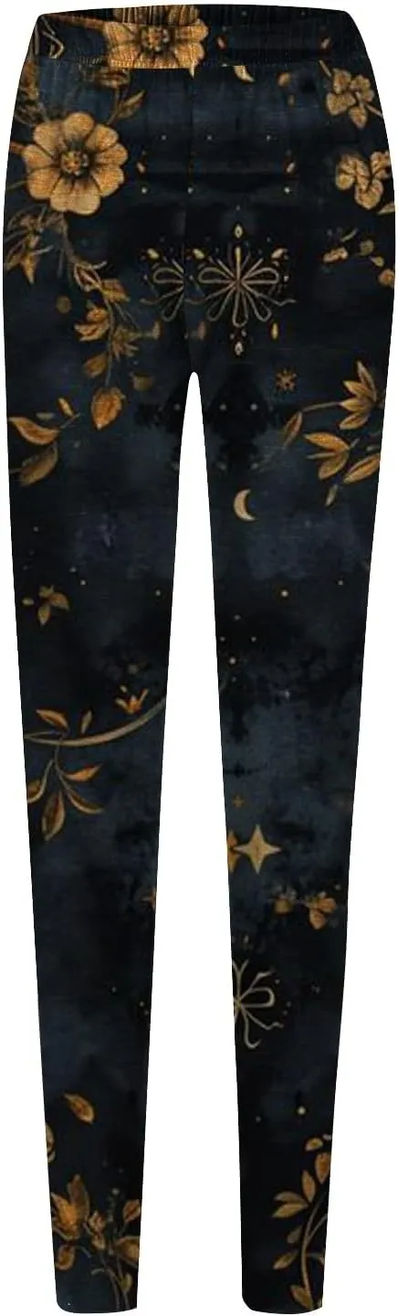 Leggings for Women with Pockets Tummy Control Patterned Work Pants for Women Workout Bottoms for Women