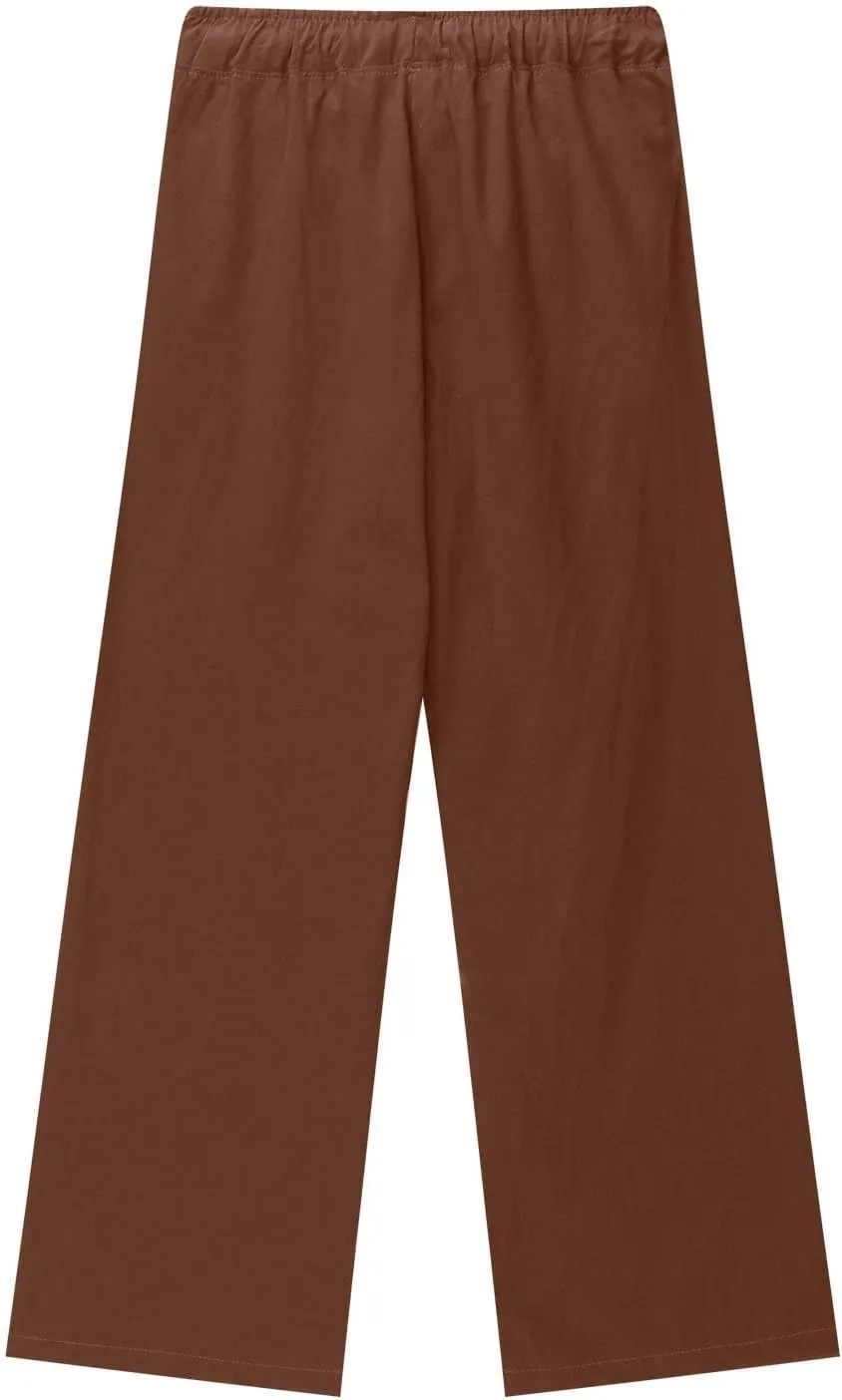 Linen Pants Kids 2025 High Waist Wide Leg Loose Lightweight Trousers Preppy Teens Flowy Causal Daily Active Pants