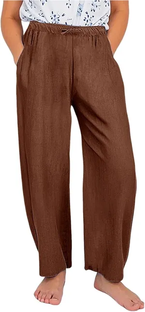 Linen Pants Kids 2025 High Waist Wide Leg Loose Lightweight Trousers Preppy Teens Flowy Causal Daily Active Pants