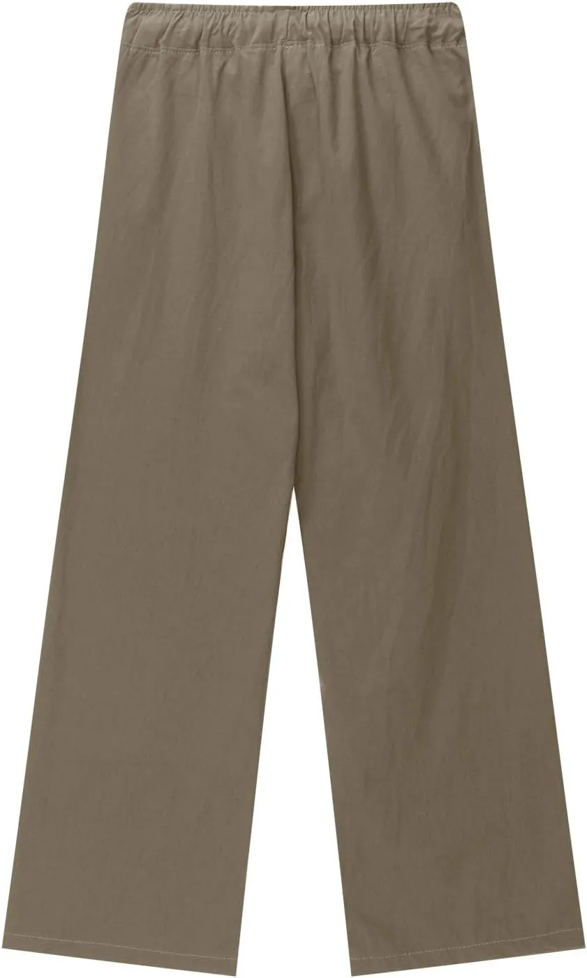 Linen Pants Kids 2025 High Waist Wide Leg Loose Lightweight Trousers Preppy Teens Flowy Causal Daily Active Pants