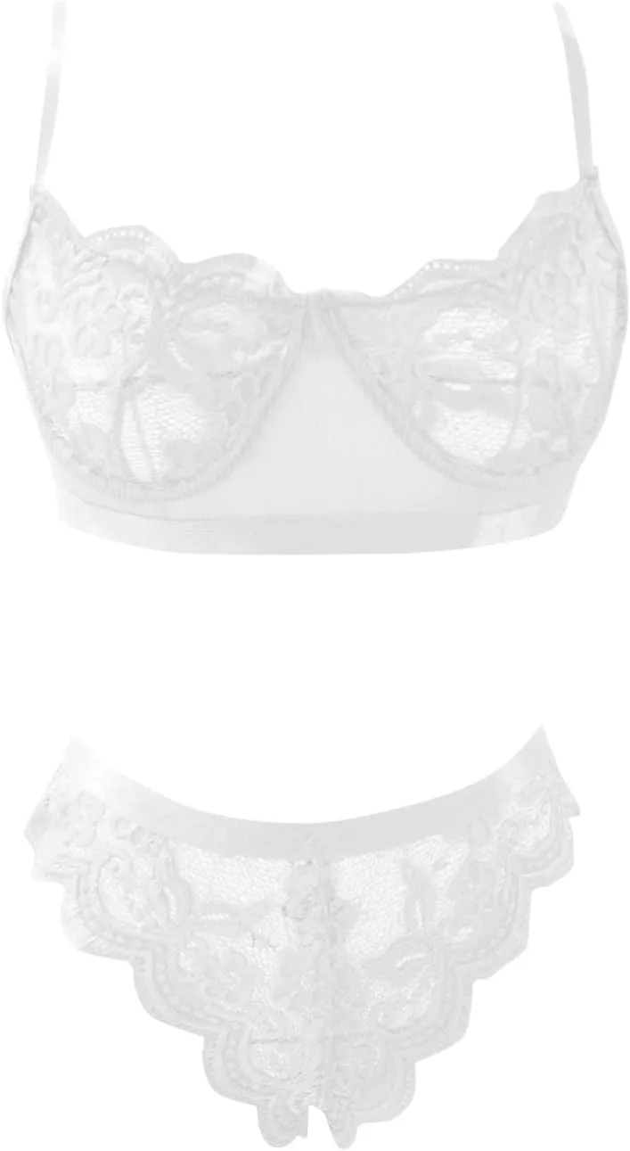 Lingerie for Women 2 Piece Lace Bra and Panty Set See Through Lingerie 2 Piece Sheer Bralette Set