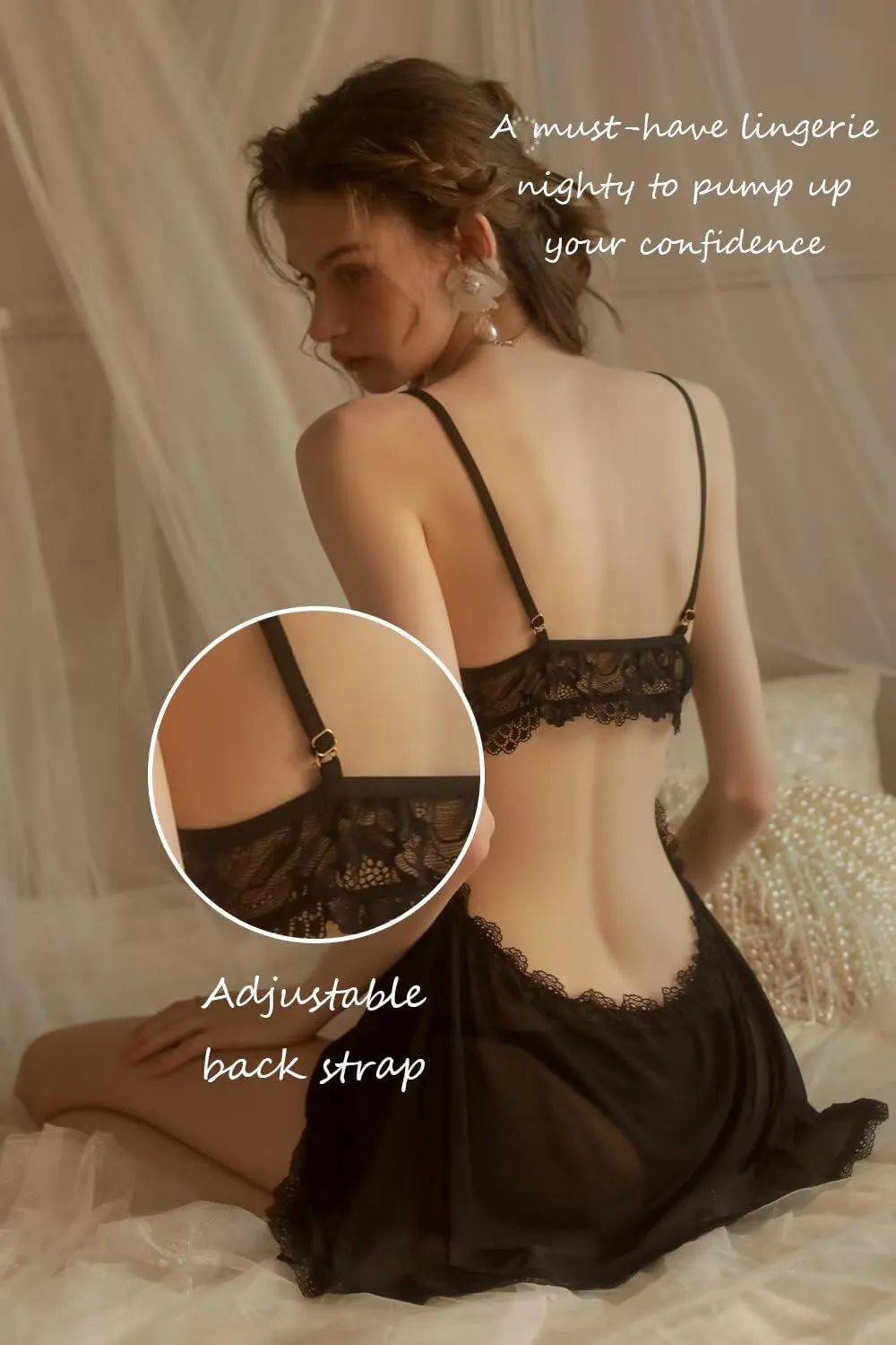 Lingerie for Women Sexy Long Lace Kimono Robe Mesh Chemise Lace Gown Swimsuit Cover Up