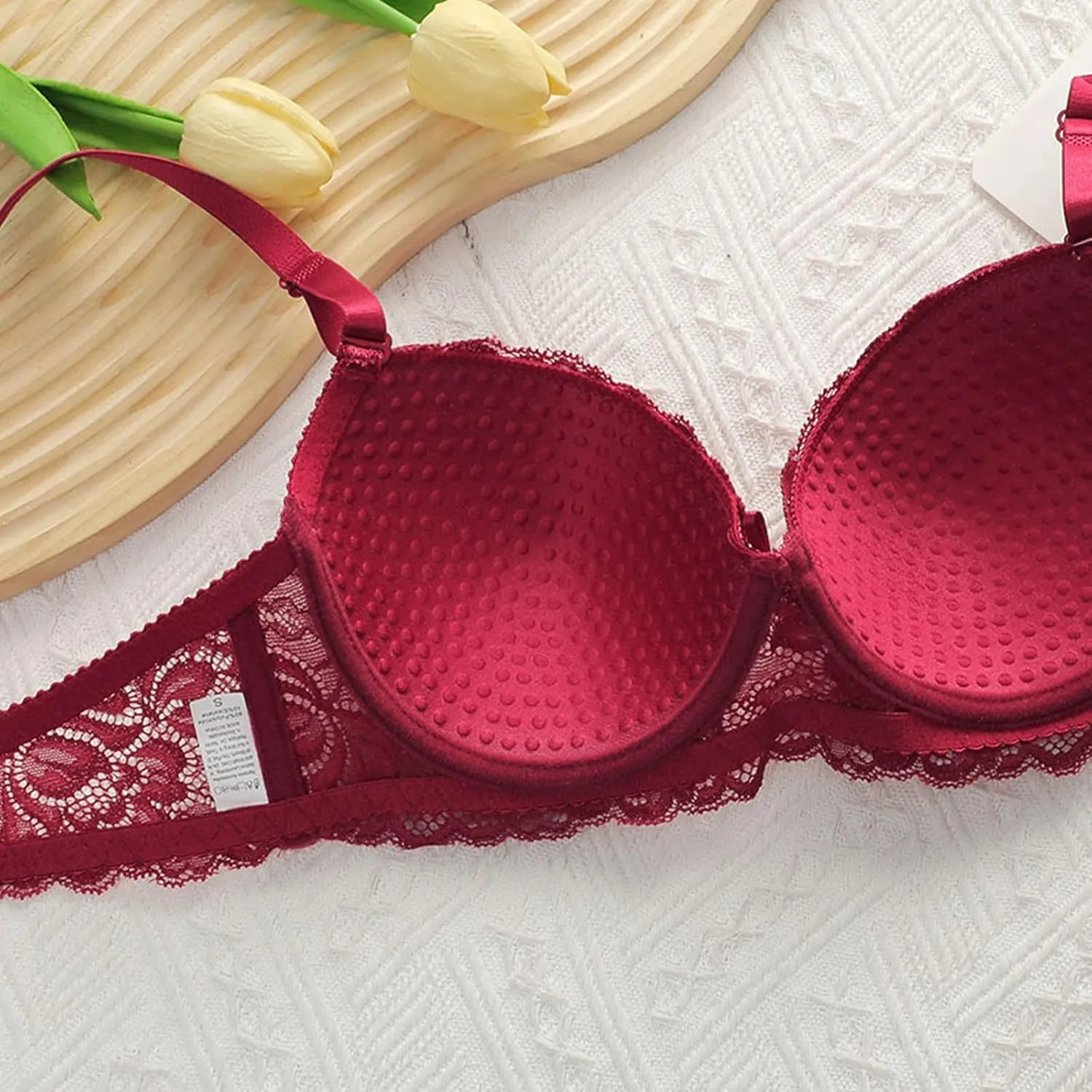 Lingerie Set for Women Lace Bra and Panty Set Stripes Lingerie Sets Bowknot Underwire 2 Piece Lace Bralette Set