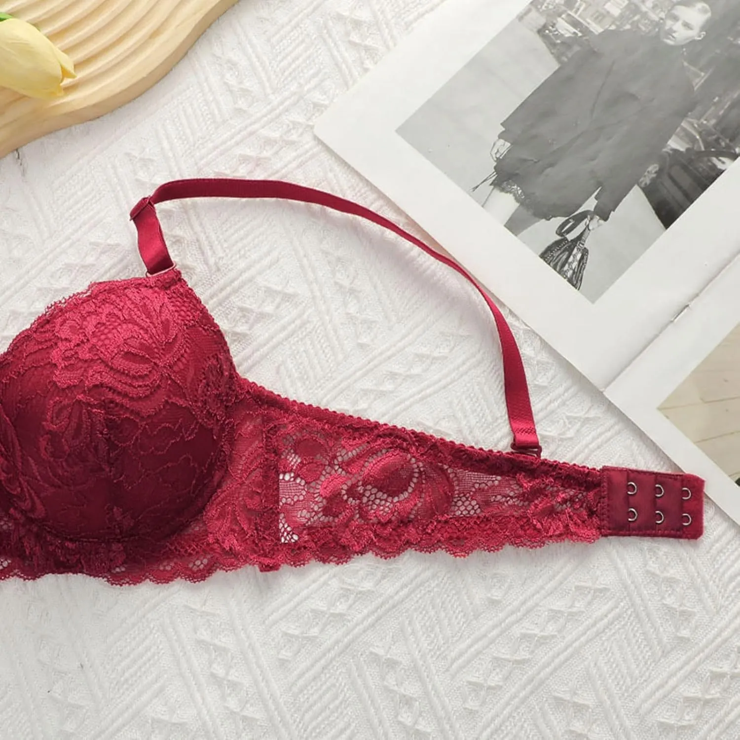 Lingerie Set for Women Lace Bra and Panty Set Stripes Lingerie Sets Bowknot Underwire 2 Piece Lace Bralette Set