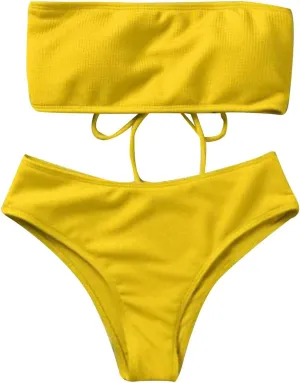 Lingerie Set Women's Sexy Bikini High Waist Split Bathing Suit Lace Bra and Panty Sets 2 Piece Bralette Outfits