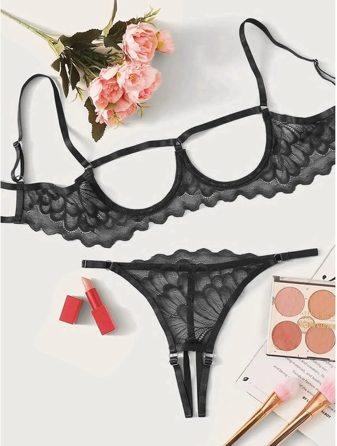 Lingerie Sets for Women Sexy 2 Piece Underwear Lingerie Sleepwear Lace Bra and Panty Sets Bralette Set