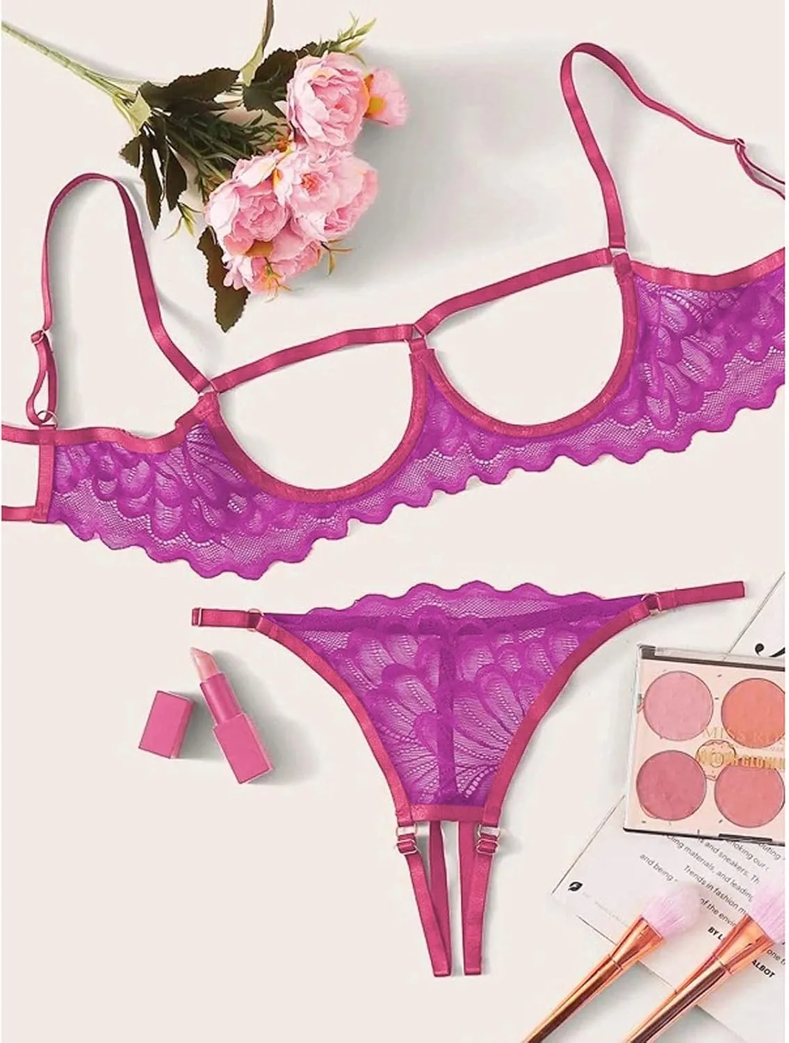 Lingerie Sets for Women Sexy 2 Piece Underwear Lingerie Sleepwear Lace Bra and Panty Sets Bralette Set
