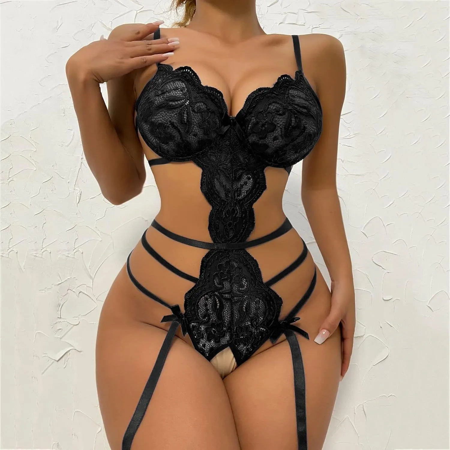 Lingerie Sets for Women Sexy See Through Pajama Sets Bra and Panty Teddy Lingerie V Neck 2 Piece