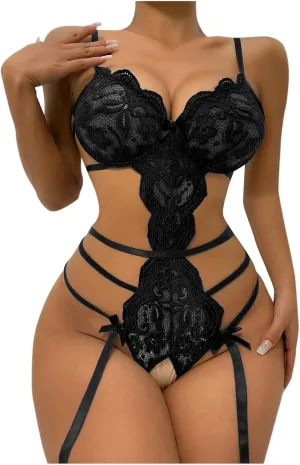 Lingerie Sets for Women Sexy See Through Pajama Sets Bra and Panty Teddy Lingerie V Neck 2 Piece