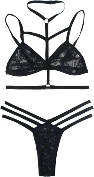 Lingerie Sets for Women Sexy Women Set Lace Bralette and Panty Set Strappy Lace