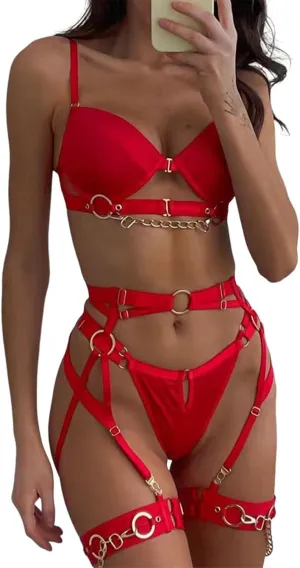 Lingerie Sets for Women Sexy Womens Underwear Set Lace Bralette and Panty Set Strappy Lace Plus Size